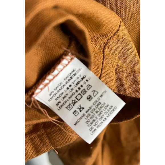 Jens Pirate Booty S Midi Dress Wrap Button Linen Blend Sienna Brown Sleeveless - Picture 11 of 11